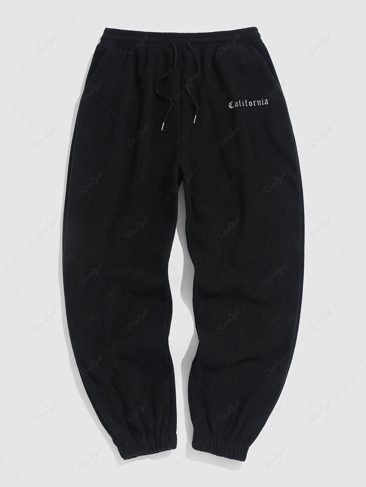 Latest California Embroidered Fuzzy Polar Fleece Pants  