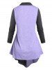 Plus Size Colorblock Cowl Neck T-shirt and 3D Print Jeggings Outfits -  