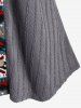 Cardigan de Noël Flocon de Neige en Tricot à Câble de Grande Taille à Col Relevé - Gris 1X | US 14-16