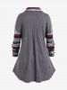 Cardigan de Noël Flocon de Neige en Tricot à Câble de Grande Taille à Col Relevé - Gris 1X | US 14-16