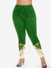 Plus Size Christmas Tree Bowknot Ball Print Leggings -  