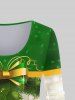 Plus Size Christmas Tree Bowknot Ball Print T-shirt -  