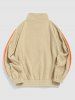 Letter Embroidery Contrast Patch Polar Fleece Sweatshirt -  