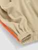 Letter Embroidery Contrast Patch Polar Fleece Sweatshirt -  