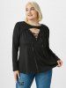 Plus Size Shrug Top and Eyelet Lace Up Tank Top -  