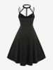 Harness Cutout High Low Solid A Line Midi Gothic Dress -  