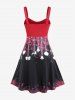 Robe Évasée à Imprimé Élément de Noël 3D à Dos Nu Grande Taille - Rouge 1x | US 14-16