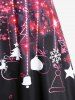 Plus Size Christmas O-Ring 3D Sparkles Elk Snowflake Printed Backless Flare Dress -  