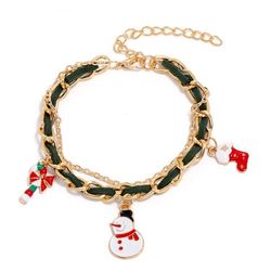 Bracelet à Breloques Motif Bonhomme de Neige Chaussette de Noël - MULTI