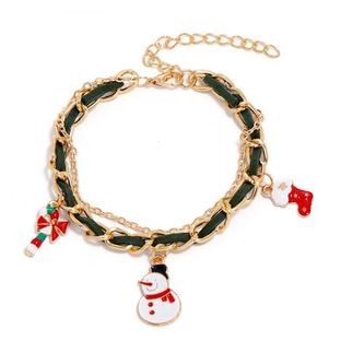 Bracelet à Breloques Motif Bonhomme de Neige Chaussette de Noël