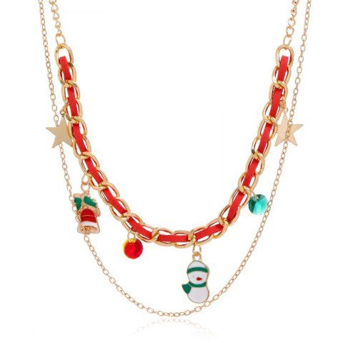 Christmas Bell Snowman Multilayer Pendant Necklace