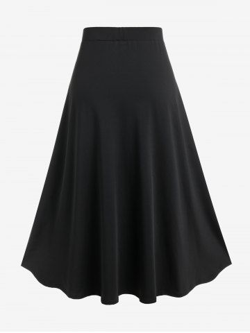 Halloween Vampire Costume Gothic Lace Up Two Tone Godet Hem Midi A Line Victorian Walking Skirt