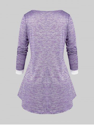 Plus Size Space Dye Criss Cross Curved Hem Tee