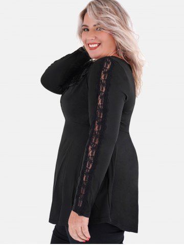 Plus Size Ruched Crochet Trim Skirted Tee