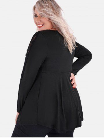 Plus Size Ruched Crochet Trim Skirted Tee