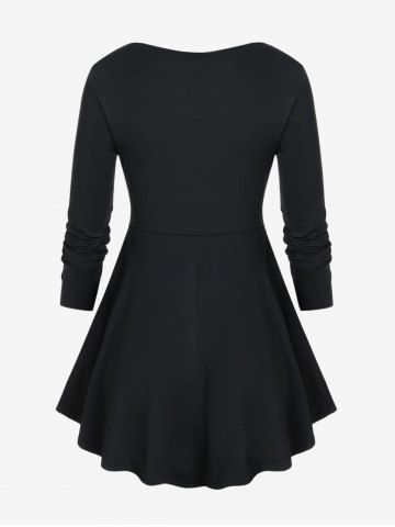 Plus Size Ruched Crochet Trim Skirted Tee