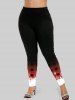 Snowman Plaid Print Graphic T-shirt and High Rise Leggings Christmas Plus Size Outfit -  