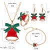 4Pcs Christmas Bell Pendant Necklace Earrings Bracelet Ring Set -  