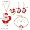 4Pcs Christmas Santa Claus Pendant Necklace Earrings Bracelet Ring Set -  