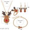 4Pcs Christmas Deer Pendant Necklace Earrings Bracelet Ring Set -  