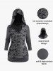 Plus Size Ripped Design Ruched Pullover Hoodie -  