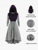 Plus Size Hooded Cable Knit Panel Lace Up High Low Midi Dress -  