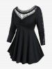 Plus Size Ruched Crochet Trim Skirted Tee -  