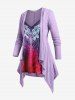 Plus Size Faux Twinset Tribal Print Asymmetric T-shirt -  