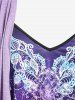 Plus Size Faux Twinset Tribal Print Asymmetric T-shirt -  