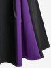 Gothic Lace Up Two Tone Godet Hem Midi A Line Skirt -  