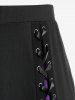 Halloween Vampire Costume Gothic Lace Up Two Tone Godet Hem Midi A Line Victorian Walking Skirt -  
