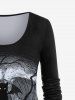 Plus Size Cat Bat Branch Print T-shirt -  