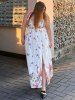 Plus Size & Curve Flower Print Slit Empire Waist Surplice Dress -  