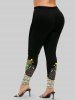 Plus Size High Rise Christmas Printed Skinny Leggings -  