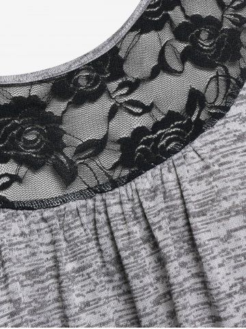 Plus Size Lace Panel Space Dye T-shirt