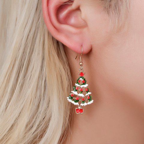 Christmas Tree Cutout Drop Earrings - MULTI