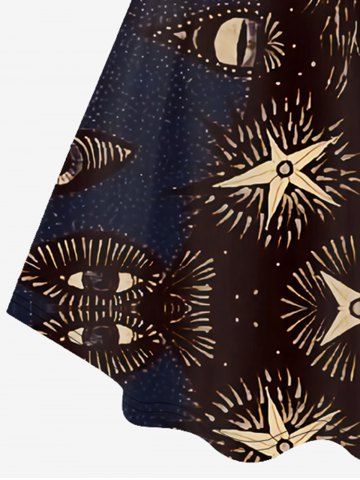 Plus Size Cat Eye Print Long Sleeve Dress