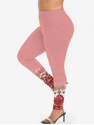 Legging Floral Grande Taille Longueur Cheville - Rose clair 2X | US 18-20