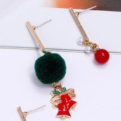 Boucles D'Oreilles Cloche de Noël Pendantes Asymétriques avec Pompon - Multi 