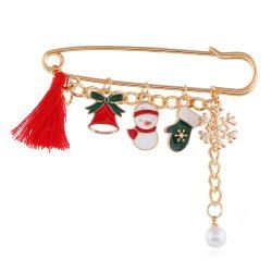 Cloches Broche en Forme de Gants de Flocon Bonhomme de Neige de Noël - Multi 