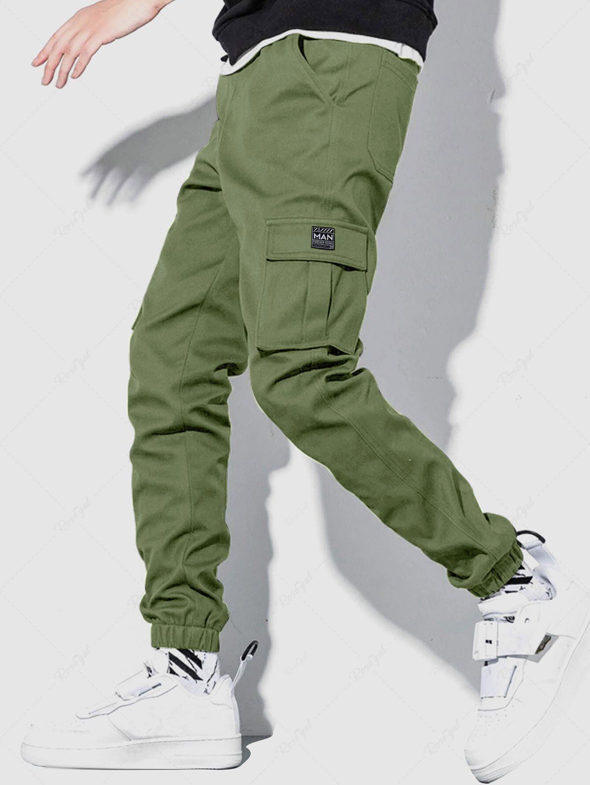 Cheap Solid Color Beam Feet Drawstring Streetwear Cargo Pants  