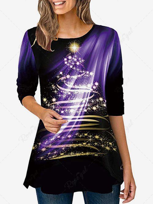 Cheap Plus Size Abstract Print Tunic Tee  