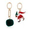 Christmas Santa Claus Pompom Asymmetric Drop Earrings -  