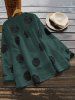 Plus Size Polka Dot Patch Pocket Roll Sleeve Shirt -  