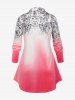Plus Size Ombre Snake Print Button Up Tunic Shirt -  