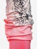 Plus Size Ombre Snake Print Button Up Tunic Shirt -  