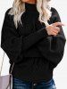Plus Size Mock Neck Cable Knit Raglan Sleeve Sweater -  