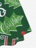 Plus Size Christmas Leaf Print A Line Dress -  