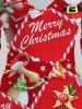 Robe Ligne A à Imprimé Père Noël et Cadeau de Grande Taille - Rouge 2X | US 18-20