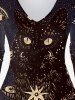 Plus Size Cat Eye Print Long Sleeve Dress -  